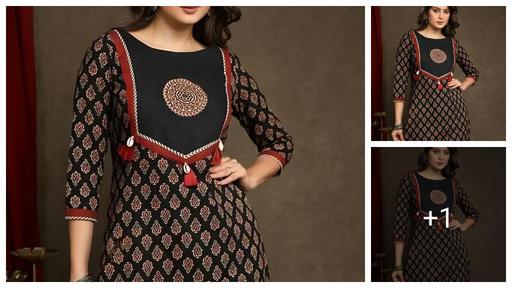 Women Cotton Printed Round Neck Straight Kurti | Black Straight Kurta For Women | Kurti For Women | Single Kurti For Women | Kurta For Jeans | Women Kurta | Kurta Under 299 | Kurti |Daily Wear Kurta | Ajrakh Print Kurti