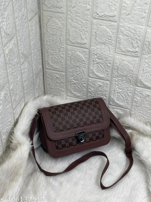 Printed pattern PU leather Sling Bag Box (brown) - Billionairekart