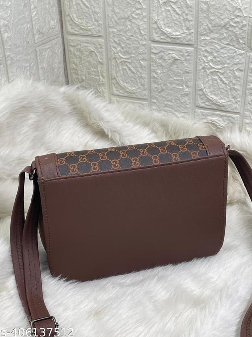 Printed pattern PU leather Sling Bag Box (brown) - Billionairekart