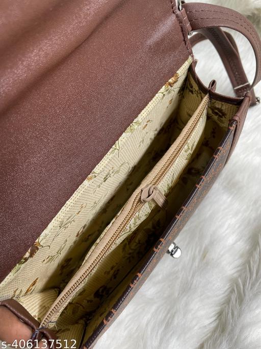 Printed pattern PU leather Sling Bag Box (brown) - Billionairekart