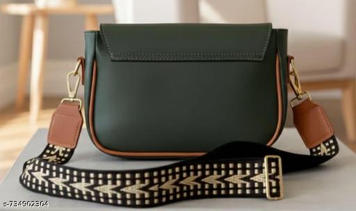 Women green Korean design sling bag girls wide strap shoulder bag - Billionairekart