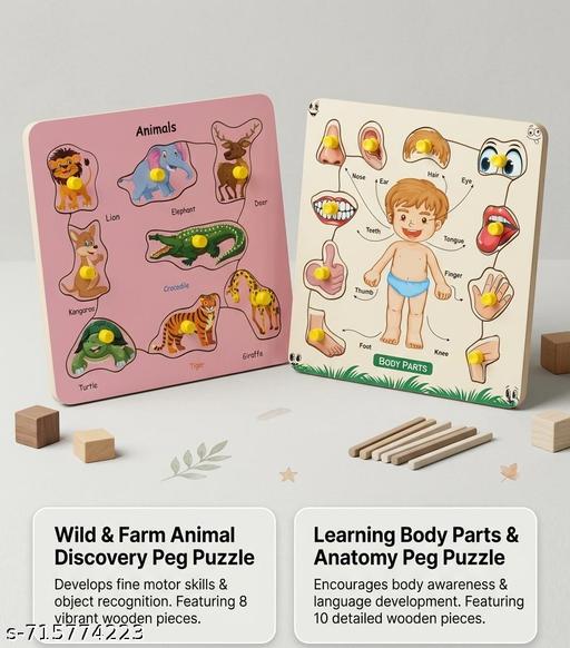 “Wooden Animal & Body Parts Puzzle for Kids | Educational Learning Toy” - Billionairekart