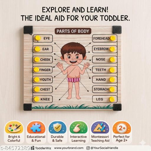 Educational Body Parts Wooden Puzzle for Toddlers, Montessori Human Anatomy Board, Visual Learning Aid for Preschoolers, Safe Early Learning - Billionairekart