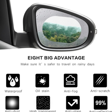 Anti-Fog & Anti-Scratch Rearview Mirror Film – HD Protective Sticker (1 Pc) - Lumae