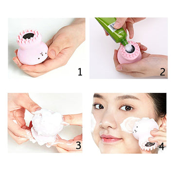 Facial Cleansing Brushes – Cute Octopus Shape Silicone Face Scrubber Massager (1 Pc) - Lumae