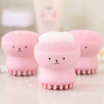 Facial Cleansing Brushes – Cute Octopus Shape Silicone Face Scrubber Massager (1 Pc) - Lumae