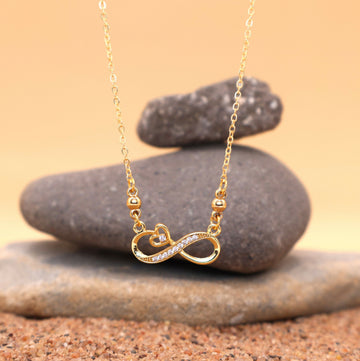 Gold Plated Heart & Infinity Necklace with AD For women and girls - Lumae