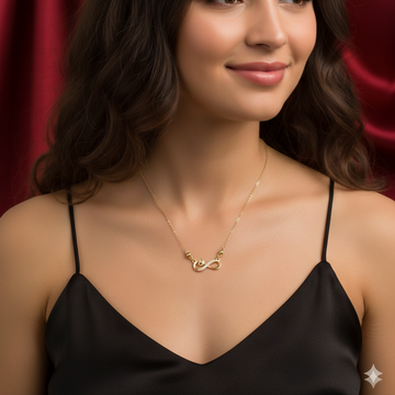 Gold Plated Heart & Infinity Necklace with AD For women and girls - Lumae