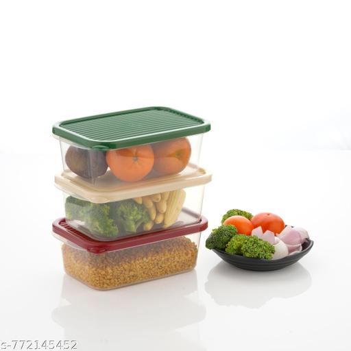 FreshLock 3-Piece Stackable Airtight Food Storage Container Set with Snap-On Lids – BPA-Free Clear Plastic Kitchen Storage Boxes for Fruits, Vegetables, Grains & Lentils – Space-Saving Pantry & Refrigerator Organization Containers - Lumae