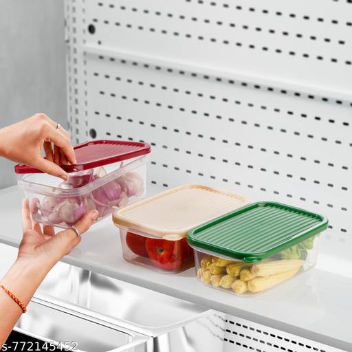 FreshLock 3-Piece Stackable Airtight Food Storage Container Set with Snap-On Lids – BPA-Free Clear Plastic Kitchen Storage Boxes for Fruits, Vegetables, Grains & Lentils – Space-Saving Pantry & Refrigerator Organization Containers - Lumae