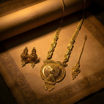 Golden Aura Regal Mandala Necklace Set – Trending Premium Bridal & Festive Jewellery - Lumae
