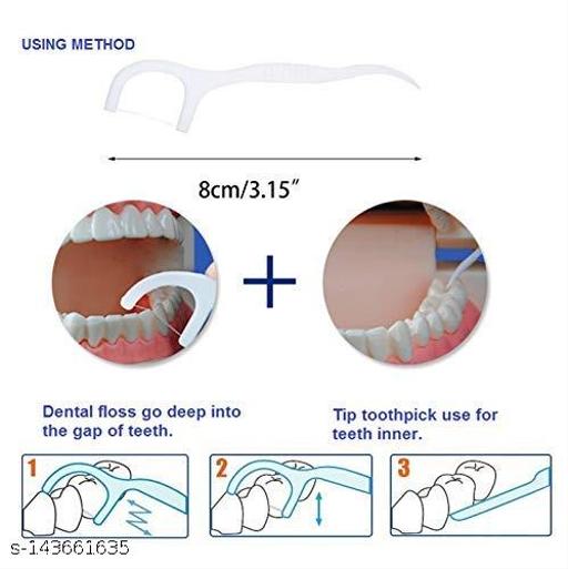 MKS WORLD 3 in 1 Tooth Cleaning Dental Floss Toothpicks Plastic Set for Clean Teeth Fresh Breath and Healthy Gums, 50 Piece Set (White) - Lumae