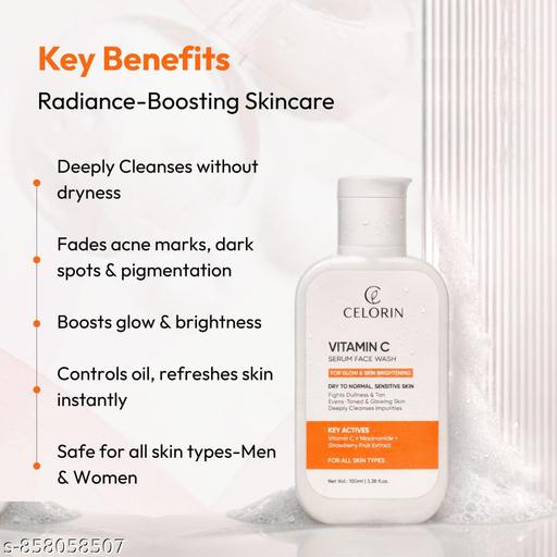Celorin Vitamin C Face Wash for Glowing Skin | Brightening & Dark Spot Removal | Niacinamide Face Cleanser for Men & Women | 100ml - Lumae