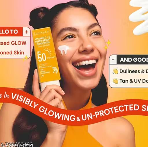 KingValley Super Bright Sunscreen SPF 50 | Dewy Finish | For All Skin Types | 50g - Lumae