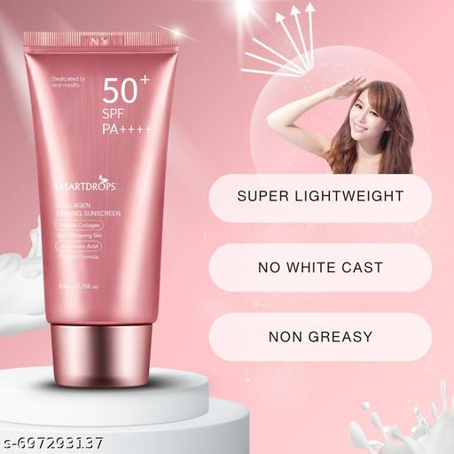 Collagen Enhanced SPF 50 PA++++ Sun Protection Cream For Face | Sun Shield Cream | Smooth Application | 80ml (Pack 3) - Lumae