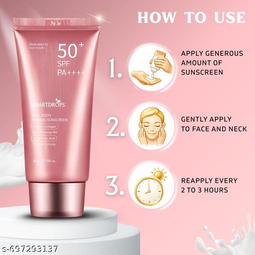 Collagen Enhanced SPF 50 PA++++ Sun Protection Cream For Face | Sun Shield Cream | Smooth Application | 80ml (Pack 3) - Lumae