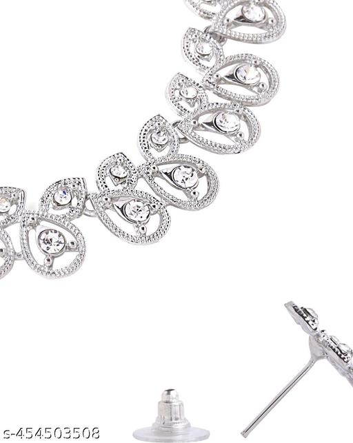 Rhodium Plated Jewellery Set with White Austrian Diamond  - Lumae