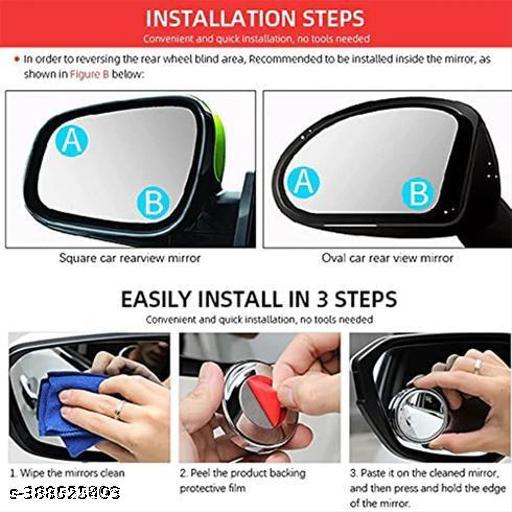 SUNHET ENTERPRISE.2 Pack Of 360 DEGREE BLIND SPOT ROUND WIDE ANGLE ADJUSTABLE CONVEX REAR VIEW MIRROR Side & Blind Spot Mirrors - Lumae