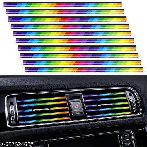 10 Pack Car Air Conditioner Vent Outlet Trim Strip For Car Chrome PVC Car Interior Trim Strip Line (Rainbow) - Lumae