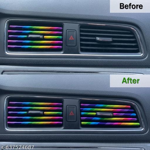 10 Pack Car Air Conditioner Vent Outlet Trim Strip For Car Chrome PVC Car Interior Trim Strip Line (Rainbow) - Lumae