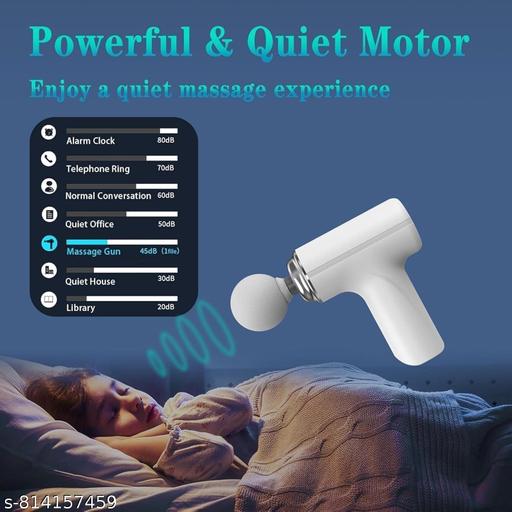 Handheld Massage Gun with 4 Attachments, Portable Muscle Massager, White - Lumae
