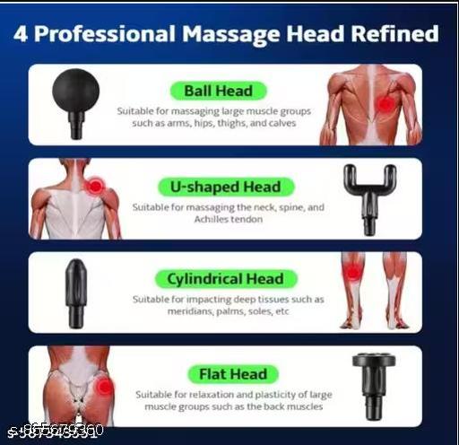 Massage Gun with LCD Touch Screen, Deep Tissue Percussion Handheld Back Leg Muscle Massager, Portable Neck Relaxation Gun, Reduction (Black 6 Speed 4 Head) - Lumae