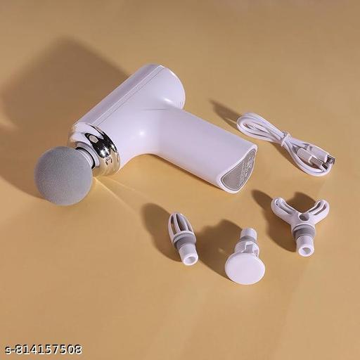 Handheld Massage Gun with 4 Attachments, Portable Muscle Massager, White - Lumae