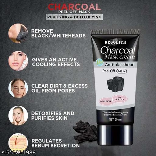 Regolith Charcoal Peel Off Face Mask For Removing Blackheads and Whiteheads | Moisturizing & Deep cleansing Peel off Mask | Face mask 50g Pack Of 1 - Lumae