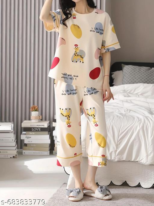  Stylish Trending Print night Suit - CO-ORD SET FOR WOMENS AND GIRLS - NJORA LUXURY FASHION