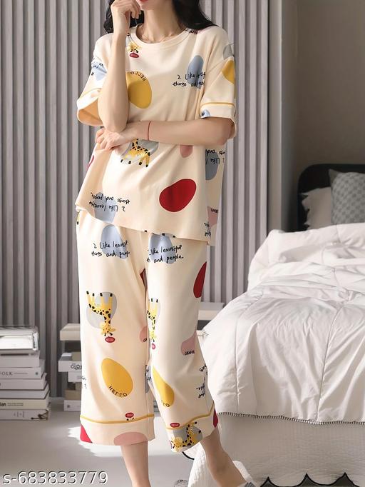  Stylish Trending Print night Suit - CO-ORD SET FOR WOMENS AND GIRLS - NJORA LUXURY FASHION