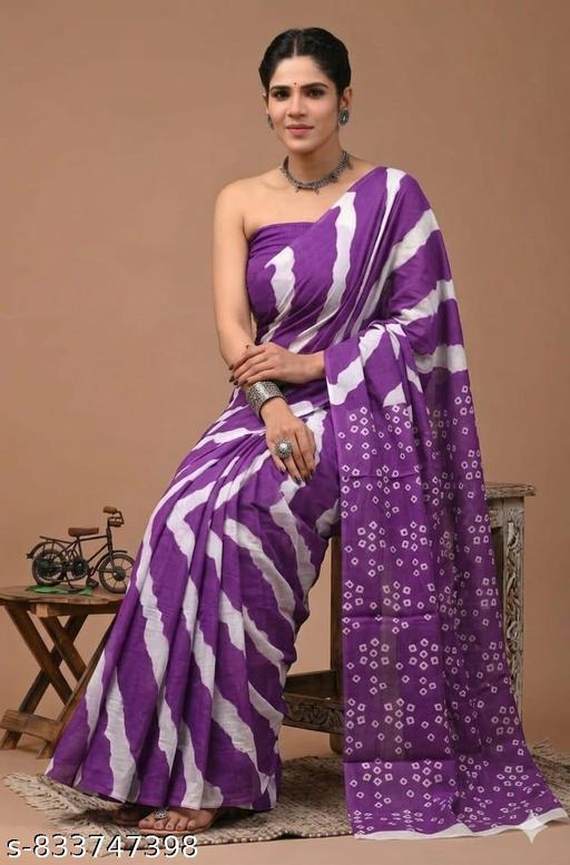 Women Fashion Handicrafts Women's Hand Block Print Jaipuri Cotton Mulmul Saree with Blouse Piece | Stylish Trendy Hand Block Printed Soft Cotton Mulmul Saree ,latest cotton mulmul saree | NEW SUMMER HAND BLOCK PRINTED COTTON MULMUL SAREE WITH UNSTITCHED BLOUSE PIECE - NJORA LUXURY FASHION
