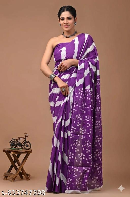 Women Fashion Handicrafts Women's Hand Block Print Jaipuri Cotton Mulmul Saree with Blouse Piece | Stylish Trendy Hand Block Printed Soft Cotton Mulmul Saree ,latest cotton mulmul saree | NEW SUMMER HAND BLOCK PRINTED COTTON MULMUL SAREE WITH UNSTITCHED BLOUSE PIECE - NJORA LUXURY FASHION
