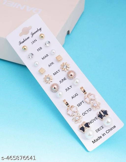 Combo Of 17 Earrings Pair For Girls Earrings For Kids Metal Studs Earrings - NJORA LUXURY FASHION