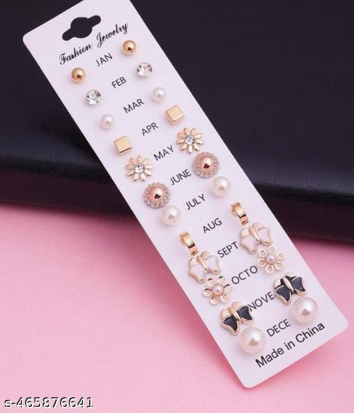 Combo Of 17 Earrings Pair For Girls Earrings For Kids Metal Studs Earrings - NJORA LUXURY FASHION