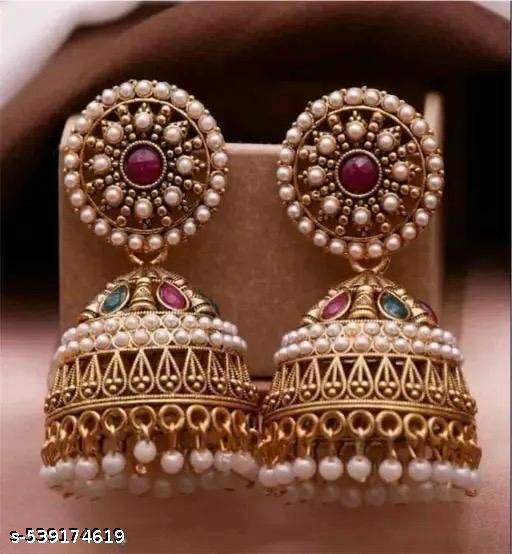 Traditional Jhumka Earrings Combo – Set of 2 Pairs | Ethnic Pearl & Kundan Design for Women & Girls - NJORA LUXURY FASHION