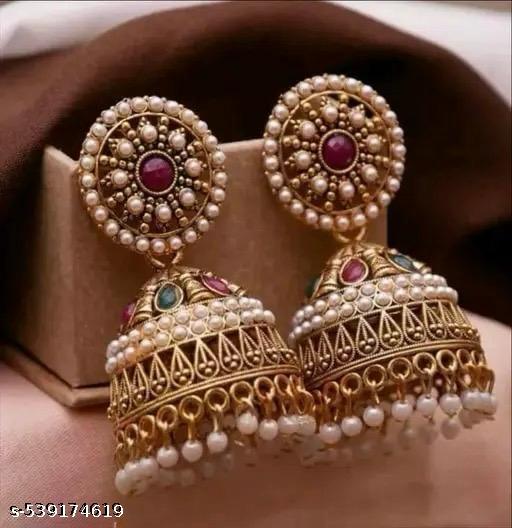 Traditional Jhumka Earrings Combo – Set of 2 Pairs | Ethnic Pearl & Kundan Design for Women & Girls - NJORA LUXURY FASHION