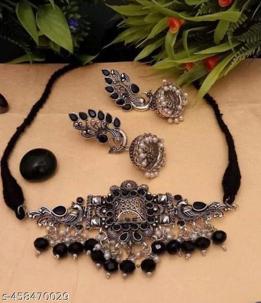 Luckshay creations latest combo of two black and white oxidised jewellery set - NJORA LUXURY FASHION