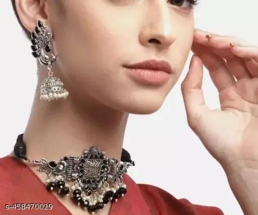 Luckshay creations latest combo of two black and white oxidised jewellery set - NJORA LUXURY FASHION