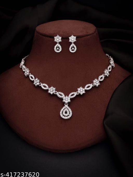 Gold Plated Necklace Set With American Diamond - NJORA LUXURY FASHION