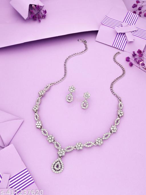 Gold Plated Necklace Set With American Diamond - NJORA LUXURY FASHION
