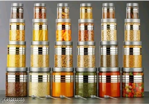  Kitchen Storage Set || 24 Pcs Storage Containers || Silver Clear Storage Containers || 250ml ,350ml ,650ml ,1200ml Boxes || Line Printed Containers || #Latest - Lumae