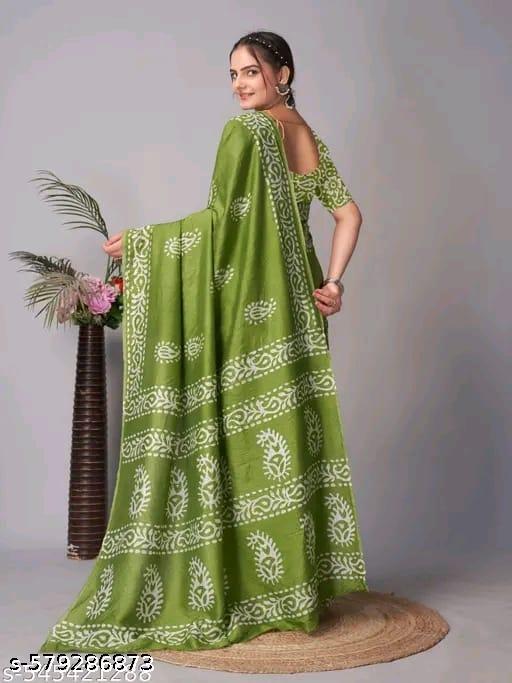 Green cotton sarees - NJORA LUXURY FASHION