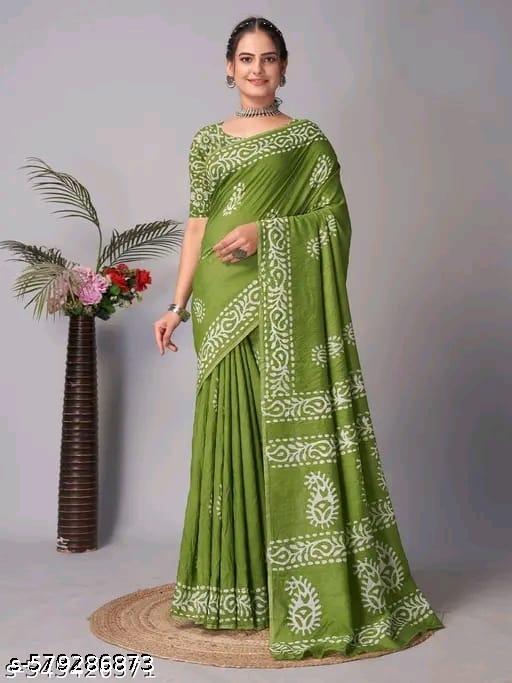 Green cotton sarees - NJORA LUXURY FASHION