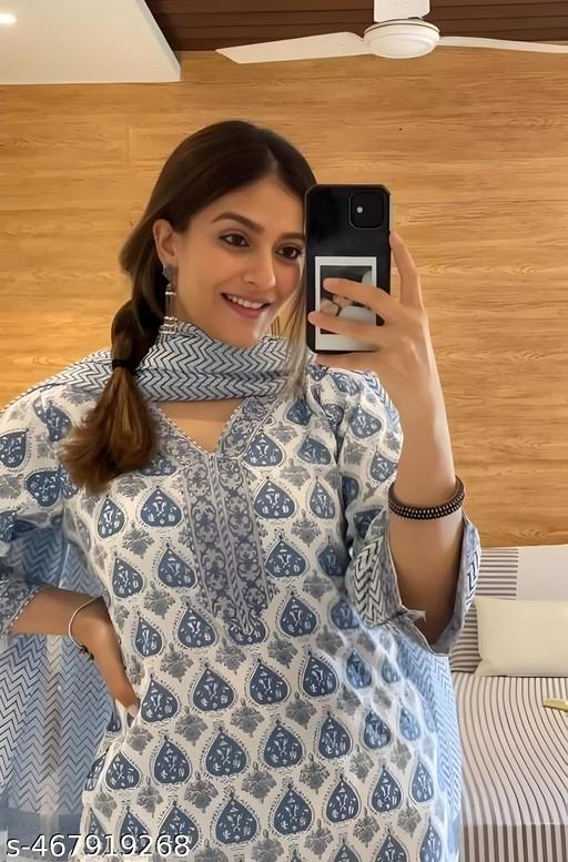 Vidusha printed soft cotton kurti set for  women's. - NJORA LUXURY FASHION
