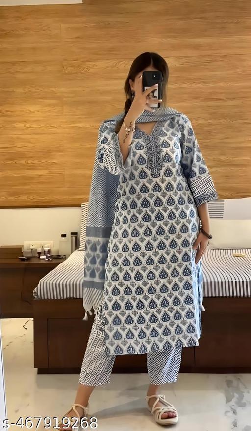 Vidusha printed soft cotton kurti set for  women's. - NJORA LUXURY FASHION