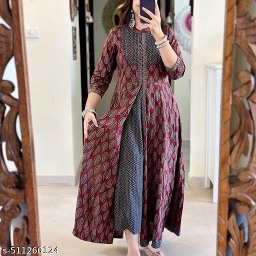 beautiful anrkali gowan reyon febric $ beautiful  print  - NJORA LUXURY FASHION
