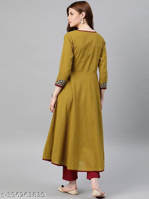 Women's Solid Surplice Yellow Kurtis & Kurtas - NJORA LUXURY FASHION