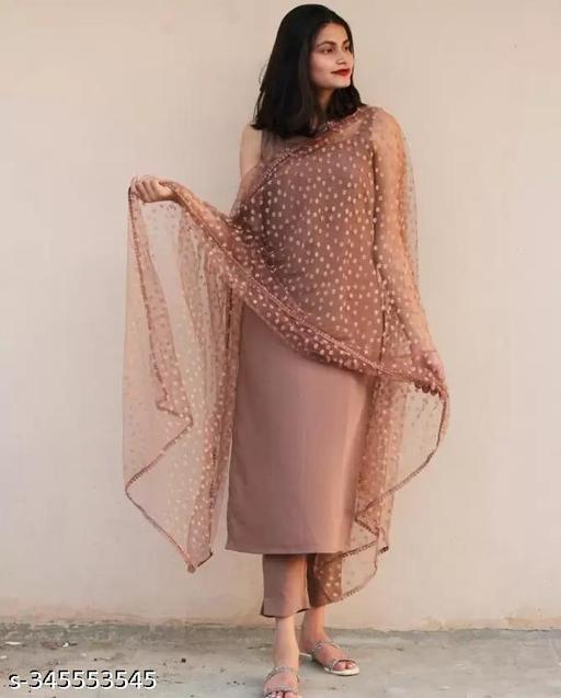 BEAUTIFUL BROWN KURTA SETS WITH DUPATTA AND BOTTOMWEAR - NJORA LUXURY FASHION