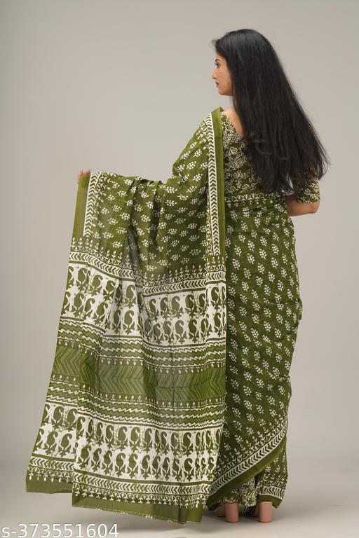 trendy new collection of cotton mulmul saree with blouse. Blouse as a picture. - NJORA LUXURY FASHION