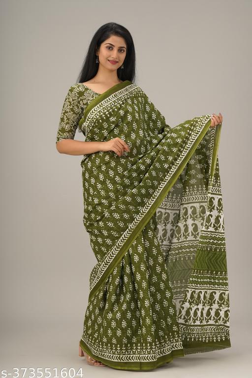 trendy new collection of cotton mulmul saree with blouse. Blouse as a picture. - NJORA LUXURY FASHION
